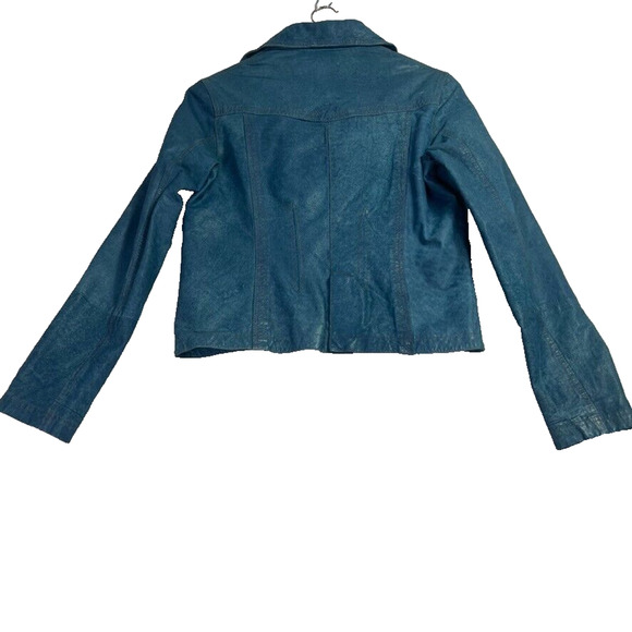 Wilsons Jacket Womens L Turqouise Leather Boho Western Long sleeve Single Vent - Picture 2 of 8